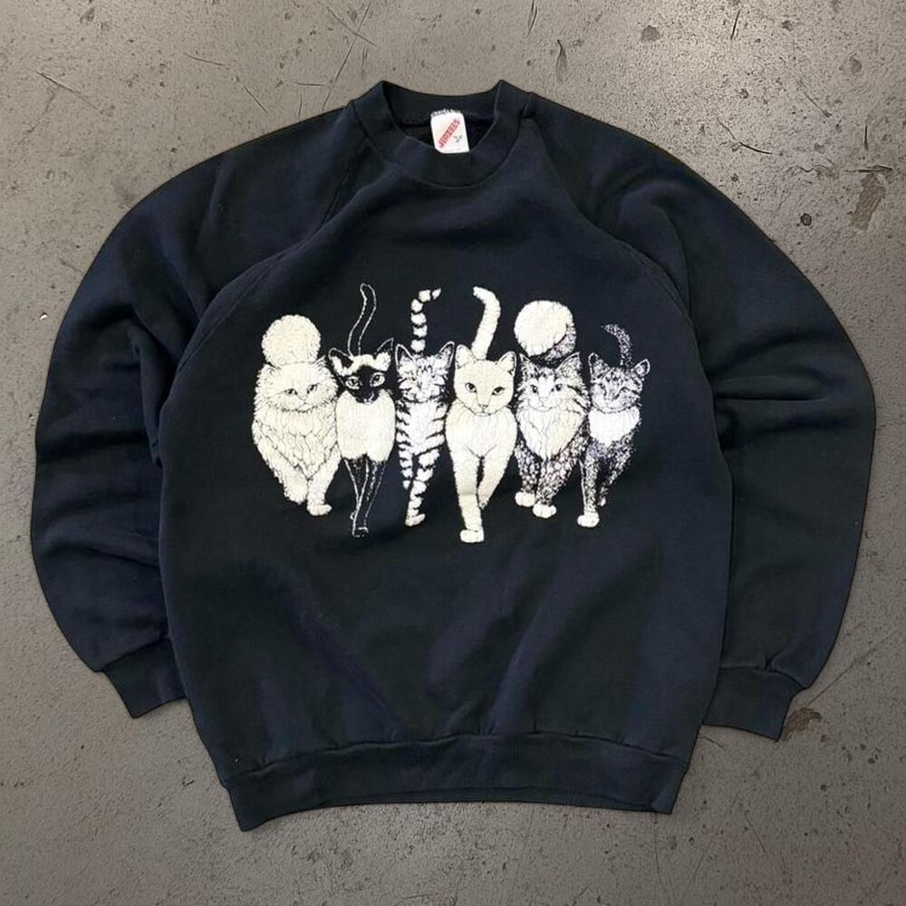 Vintage Womens Jerzees Cat Sweatshirt SZ L